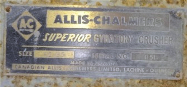 Boliden Allis Chalmers Model 4265 Superior Gyratory Crusher, 350 Hp Motor)